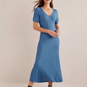 Boden Blue Ribbed Midi Dress